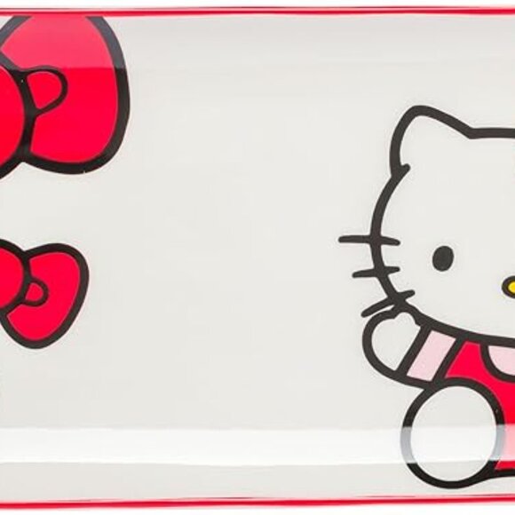 Silver Buffalo Sanrio Hello Kitty Red and White Bow Ceramic Sushi Set - Picture 4 of 7